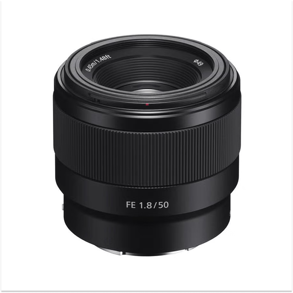 FE 50mm F1.8 Compact Lightweight E Mount Lens with Beautiful Dedofusing Bokeh Compatible with Full Frame and APS C Camera SEL50F18F, Black, Lens Only Black